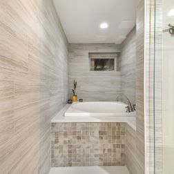 Basement Remodel with a custom shower/jacuzzi tub., Chevy Chase, MD