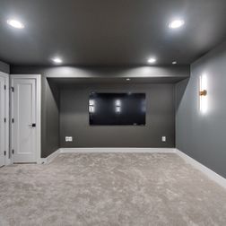 Basement design and remodeling with steam shower and home theater., Davidsonville, MD